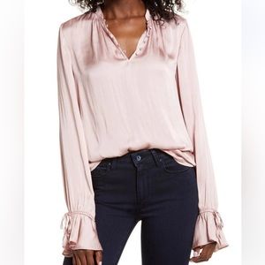 NWT Paige Ana Ruffle Sleeve Blouse Light Pink